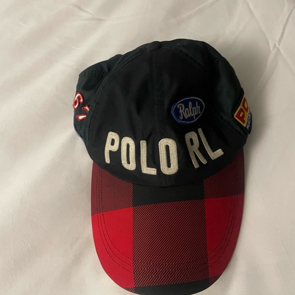 Polo Ralph Lauren Black/Plaid Racing Embroidered Patches Adjustable Strap Hat - Picture 10 of 13